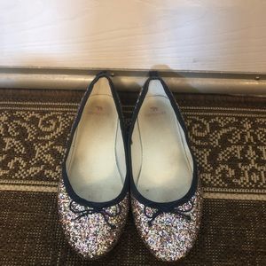 Girls CrewCuts Glitter Ballet Flats